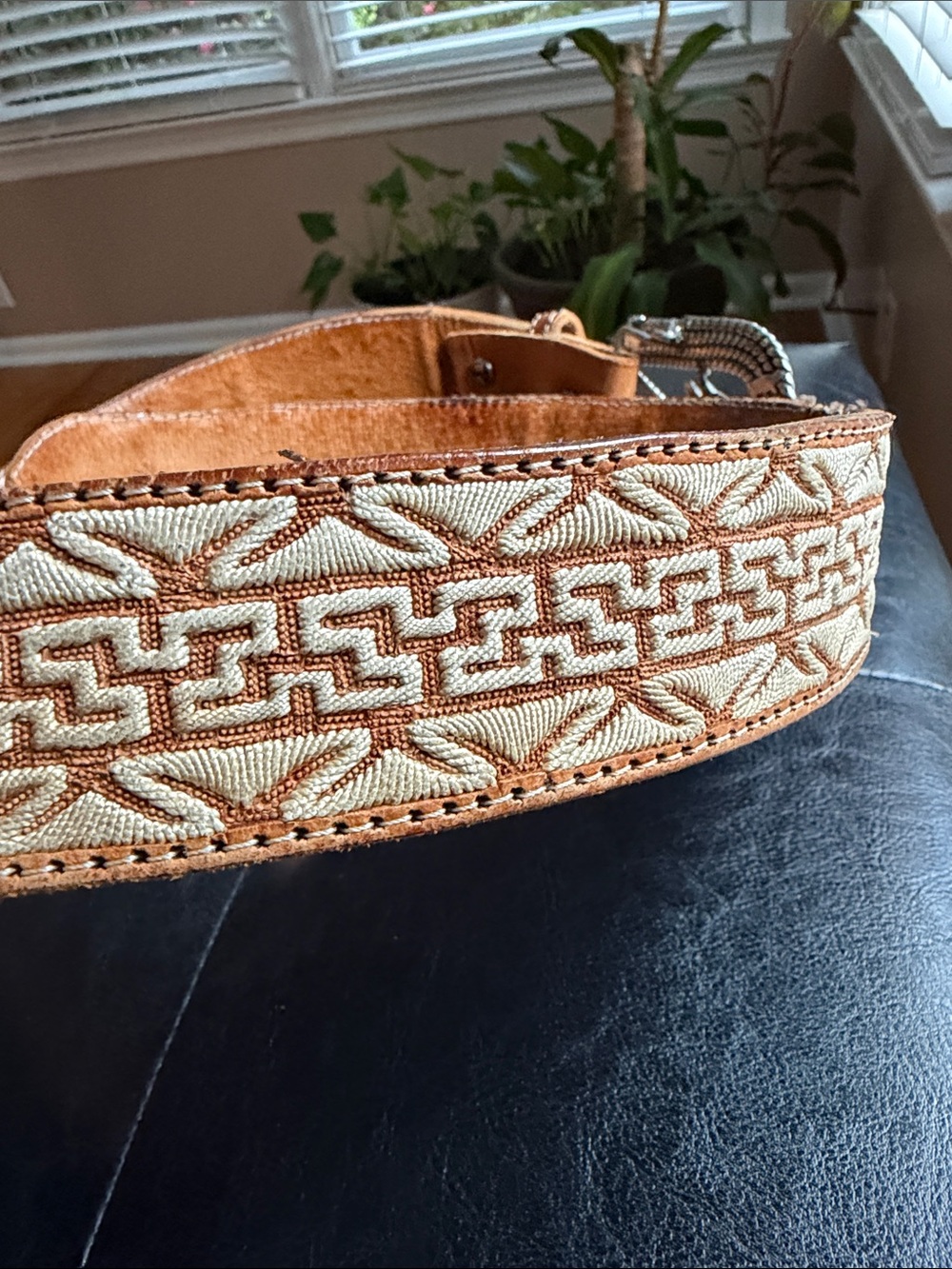 Mexican Cinto Charro Piteado/Embroidered Genuine Leather Belt. Size:34 - Picture 6 of 6